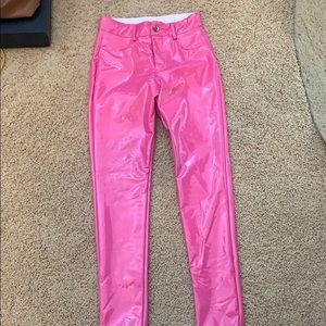 Pink vinyl pants